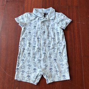 Janie and Jack shorts romper. Light blue. Size 12-18 months.